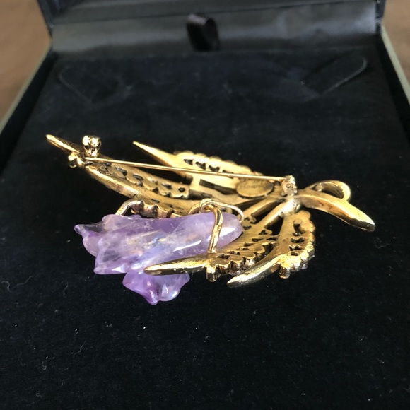 Bounkit Amethyst lily & multiple gem stones brooch - Picture 5 of 8